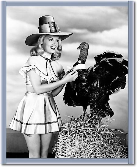 Doris Day with a Thanksgiving Turkey von Hollywood Photo Archive