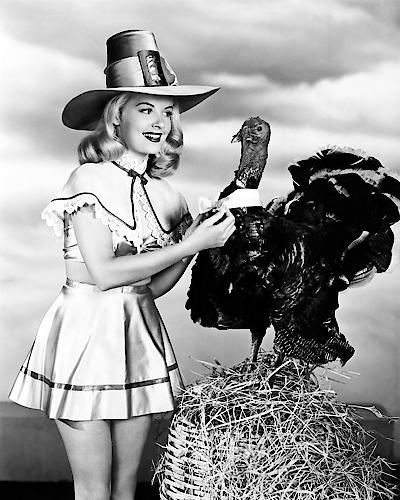 Doris Day with a Thanksgiving Turkey von Hollywood Photo Archive