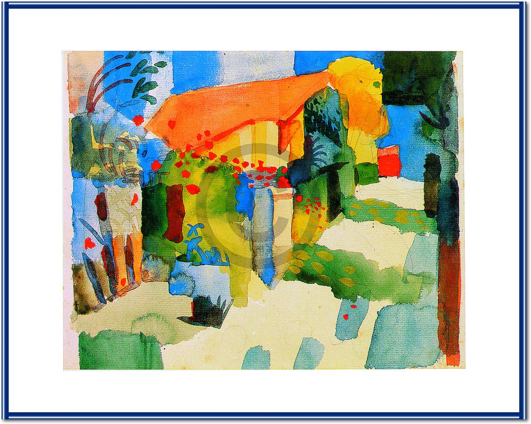 Haus im Garten, AM-58 von August           Macke