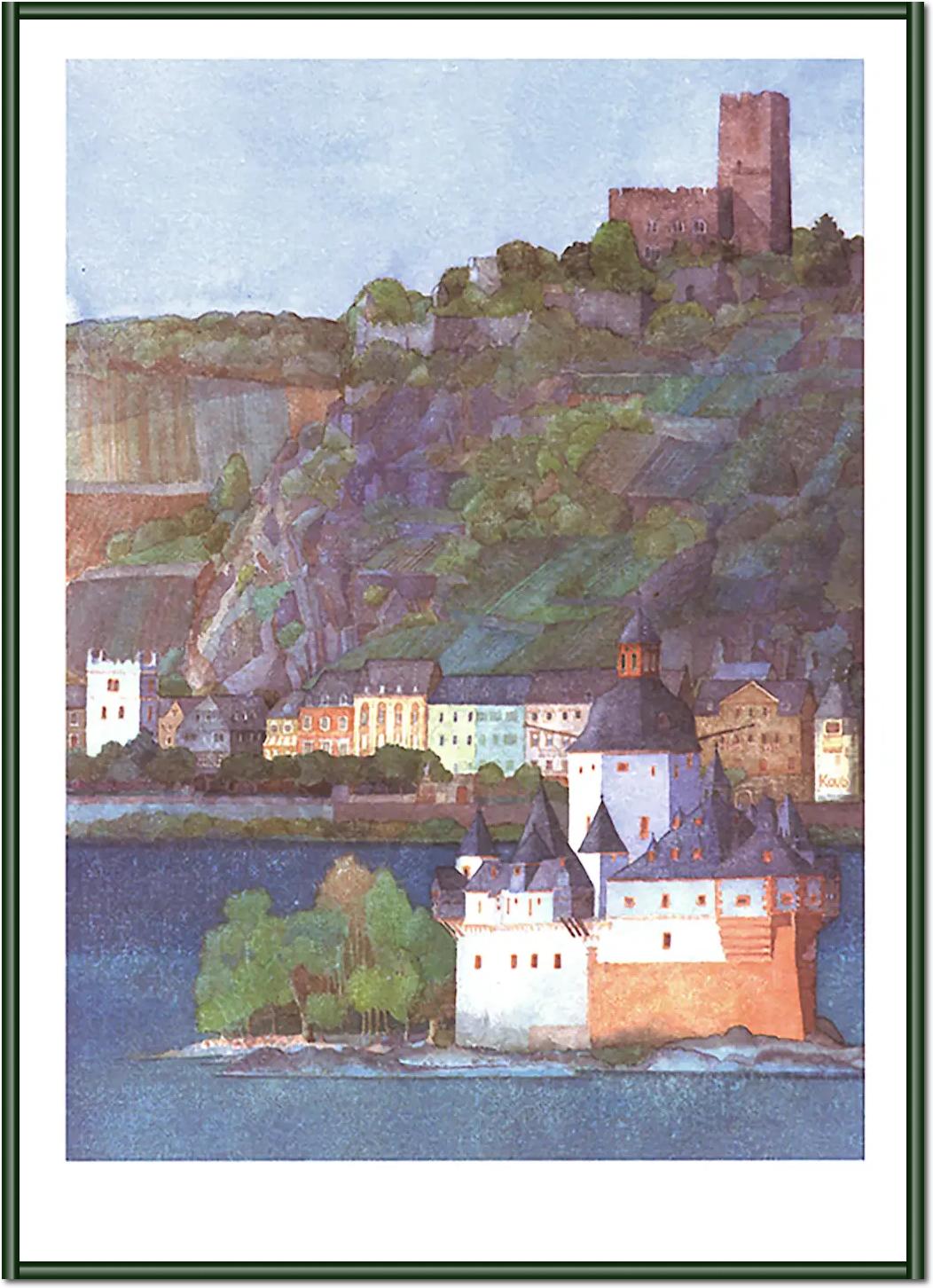 Die Pfalz bei Kaub und Burg Gutenfels, Rhein von Helga Westphal