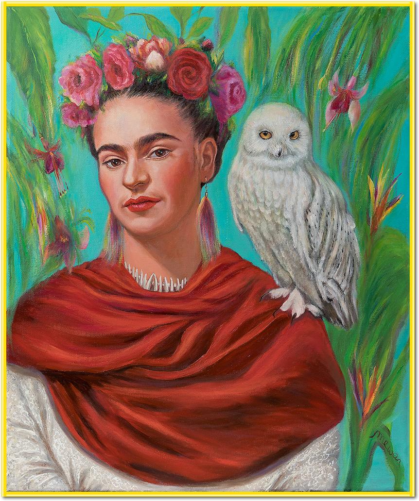 Frida mit Eule von Mirka Machel