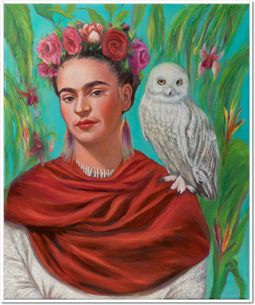 Frida mit Eule von Mirka Machel