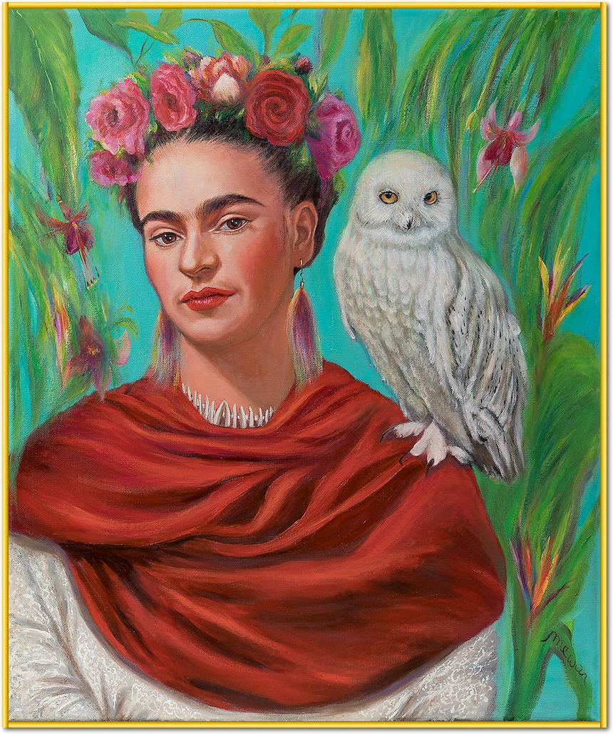 Frida mit Eule von Mirka Machel