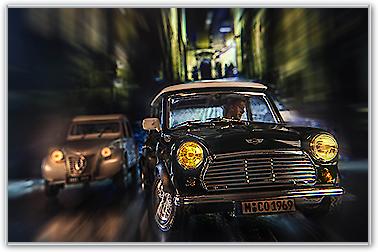 Cars in action - Austin Mini von Jean-Loup Debionne